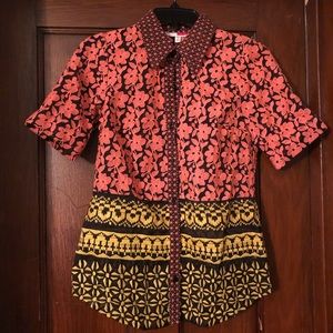 Tracy Reese short sleeved  woven floral top